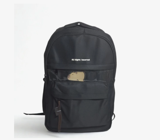 Mochila Grande Unissex Estilo Casual Bolso Frontal para Escola e Notebook Poliéster