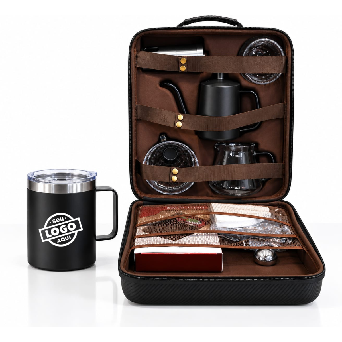 Kit de café com caneca térmica personalizada