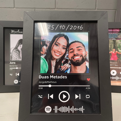 Quadro Decorativo do Spotify Personalizado com Moldura e Vidro