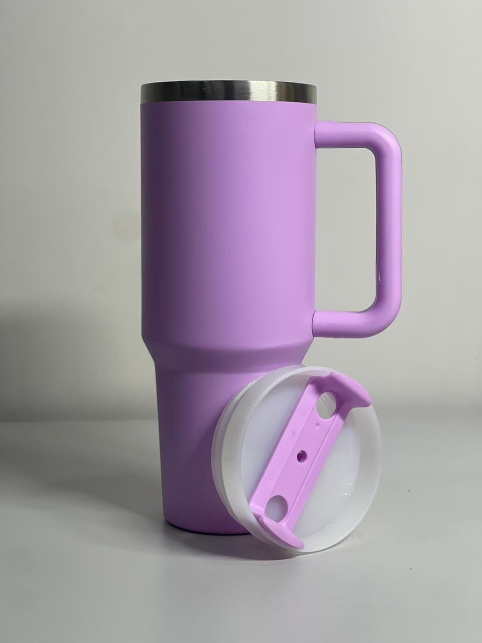 Garrafa Copo Térmico Personalizado Inox Tampa em Acrílico e Canudo 1200ml com Seu Nome Lilas