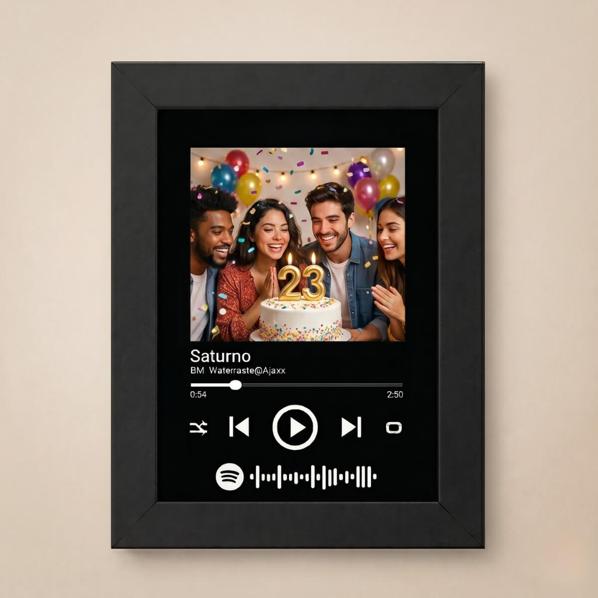 Quadro Decorativo do Spotify Personalizado com Moldura e Vidro