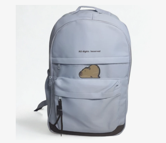 Mochila Grande Unissex Estilo Casual Bolso Frontal para Escola e Notebook Poliéster