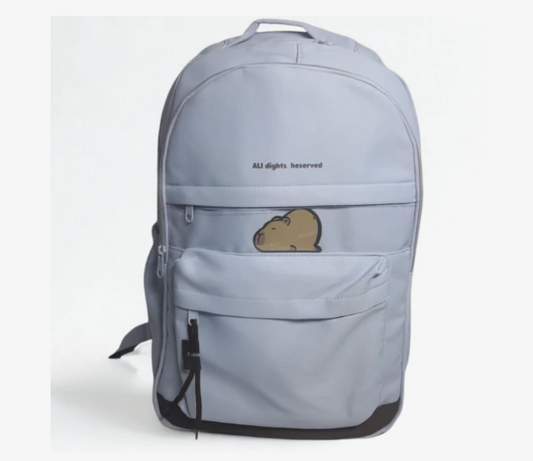 Mochila Grande Unissex Estilo Casual Bolso Frontal para Escola e Notebook Poliéster