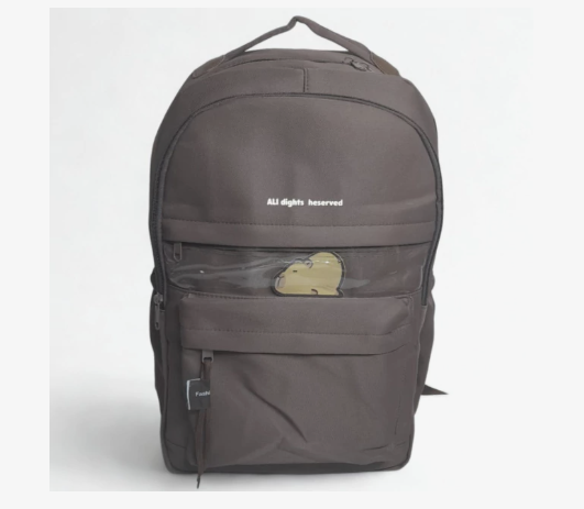 Mochila Grande Unissex Estilo Casual Bolso Frontal para Escola e Notebook Poliéster