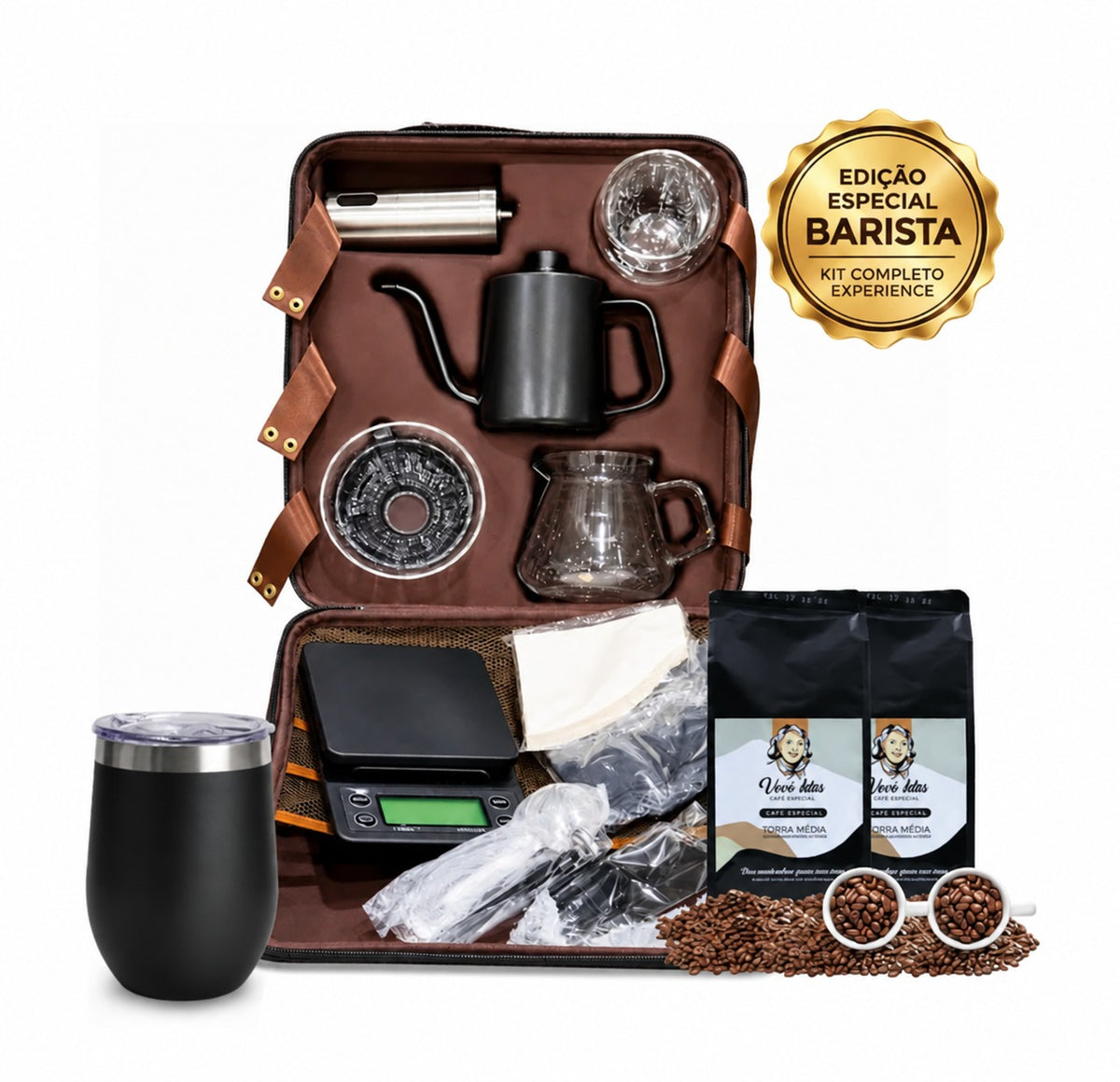Kit Barista Completo Profissional Essência do Grão 12 Peças com Balança Digital