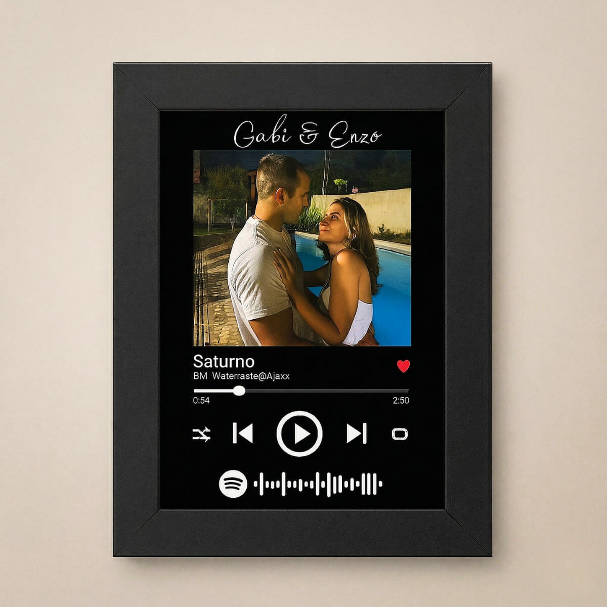 Quadro Decorativo do Spotify Personalizado com Moldura e Vidro