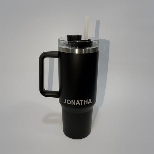 Garrafa Copo Térmico Personalizado Inox Tampa em Acrílico e Canudo 1200ml com Seu Nome Rosa — foto 2