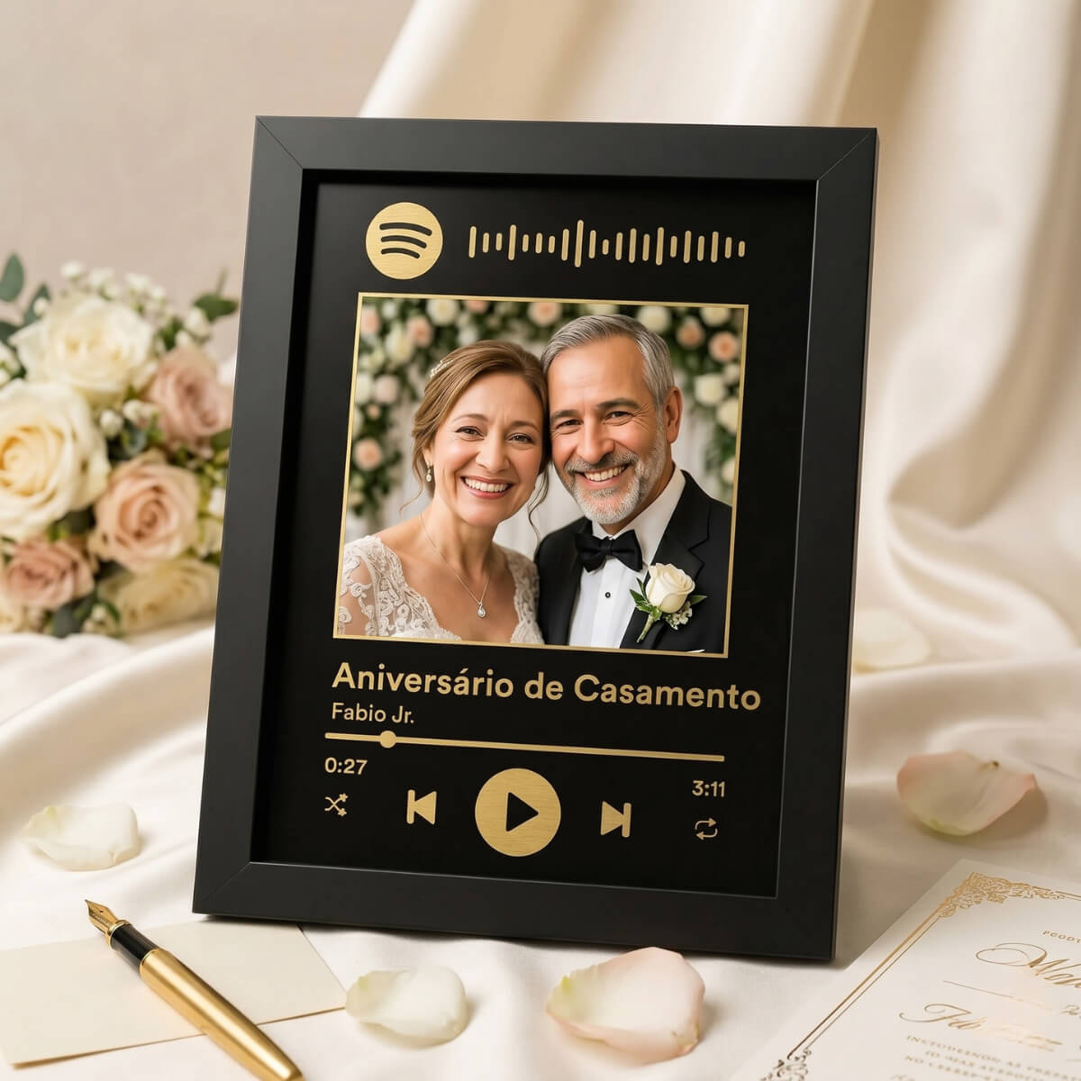 Quadro Decorativo do Spotify Personalizado com Moldura e Vidro