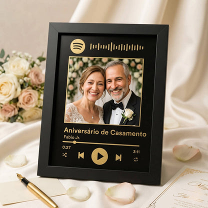 Quadro Decorativo do Spotify Personalizado com Moldura e Vidro
