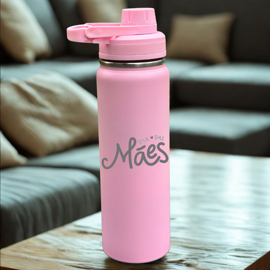 Garrafa Térmica Com Silicone 800ml Dia das Mães